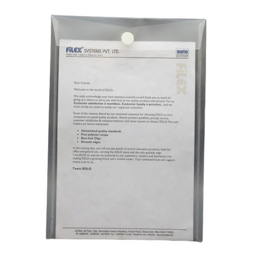 Solo Document Bag With Velcro Closure Transparent White A4 CH 109 