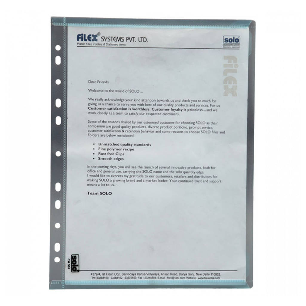 Buy Solo Document File bag Transparent White A4 CH 201 Online at