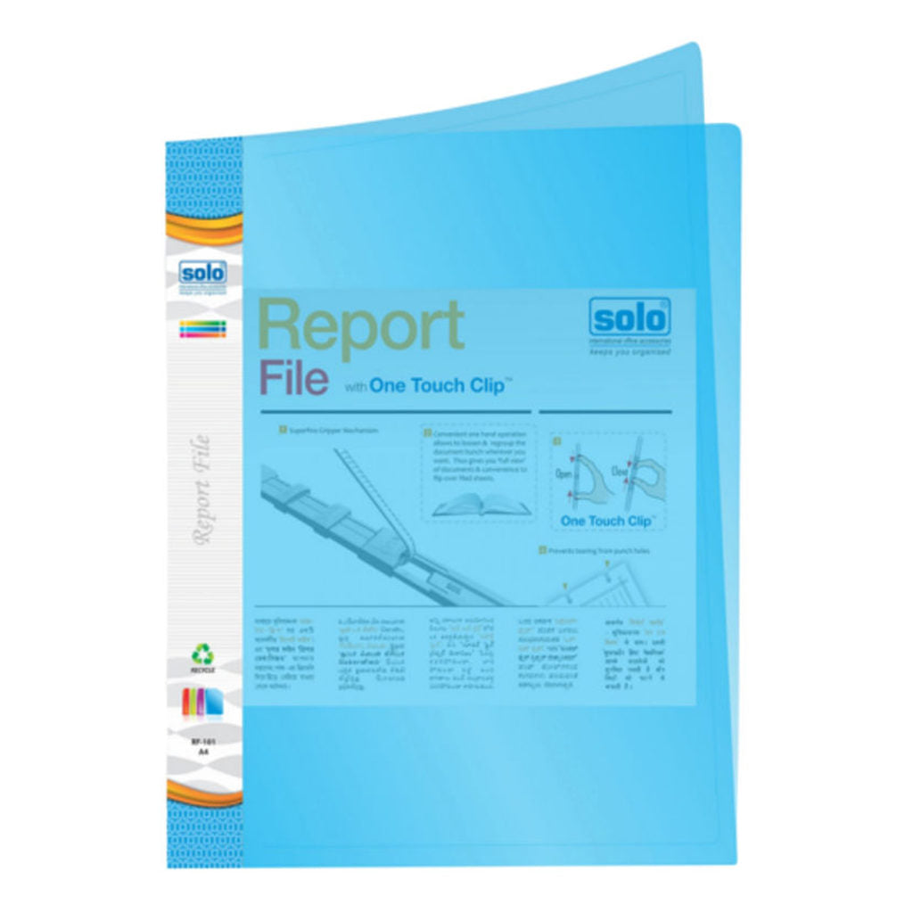 Solo Report File Transparent Blue A4 RF101 