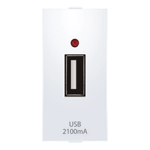 Anchor Ziva 1Port USB Charger 2.1A 5V DC 1Module White 68505 