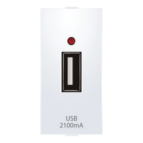 Anchor Ziva 1Port USB Charger 2.1A 5V DC 1Module White 68505 