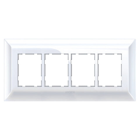 Anchor Ziva Two Plate Design Cover Plate with Base Frame 8Module White 68908 