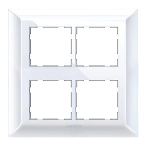 Anchor Ziva Two Plate Design Cover Plate with Base Frame 8Module Square White 68988 