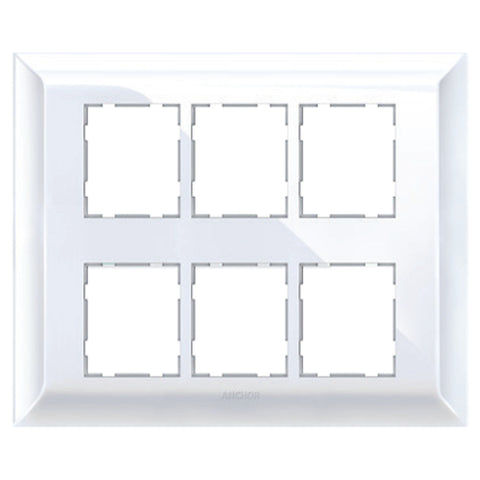 Anchor Ziva Two Plate Design Cover Plate with Base Frame 12Module White 68912 