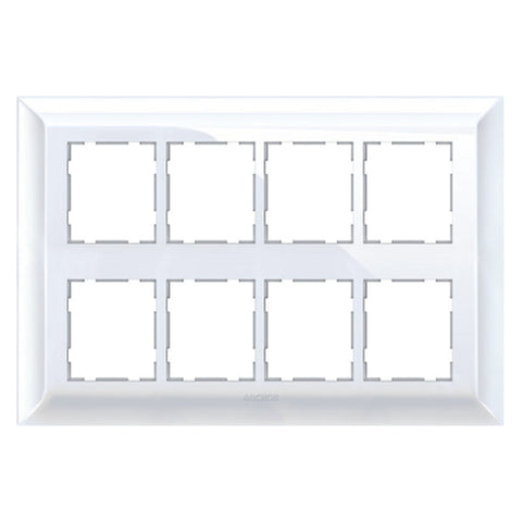 Anchor Ziva Two Plate Design Cover Plate with Base Frame 16Module White 68916 