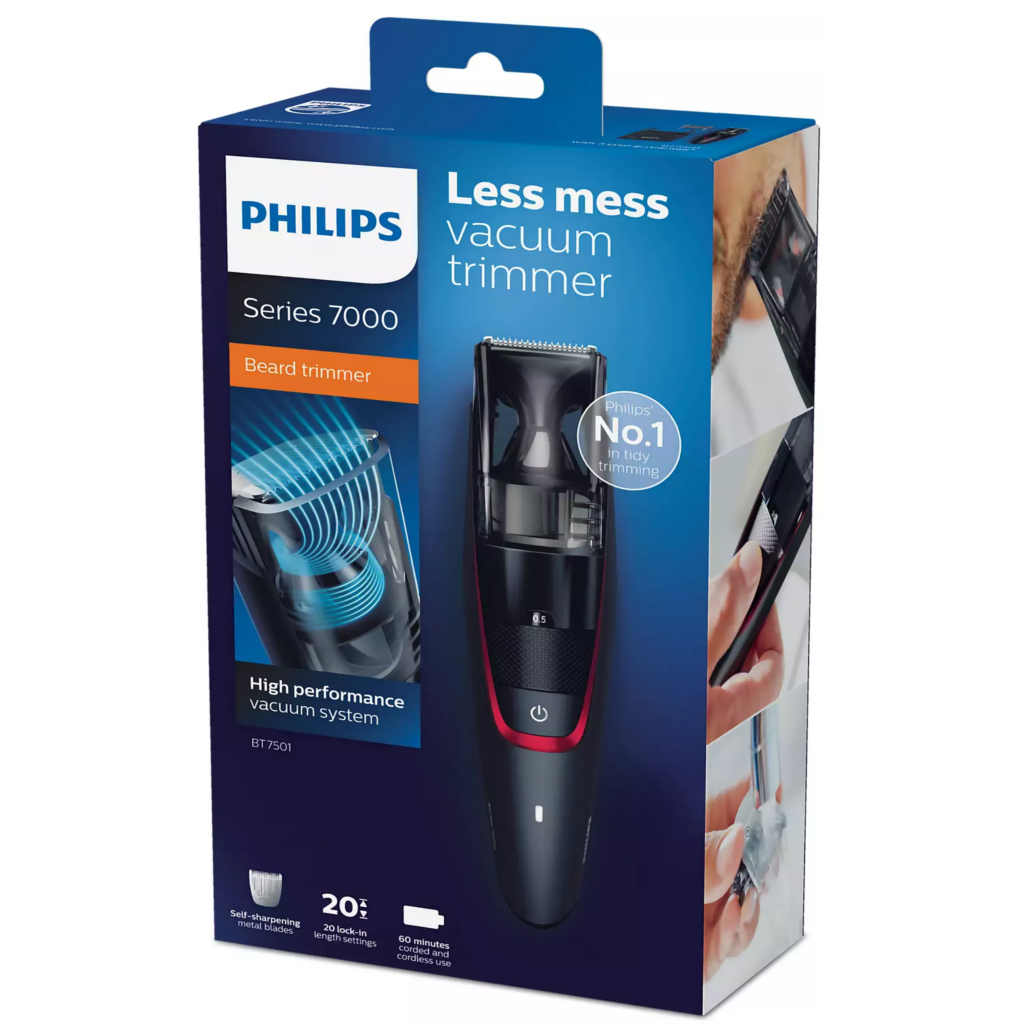 Philips Vacuum Beard Trimmer  Black BT7501/15