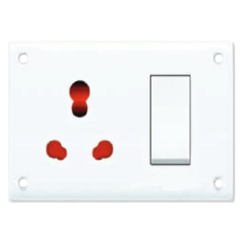 Fybros Zine 3 In 1 Universal Switch & Socket Combined With Safety Shutter 8056 