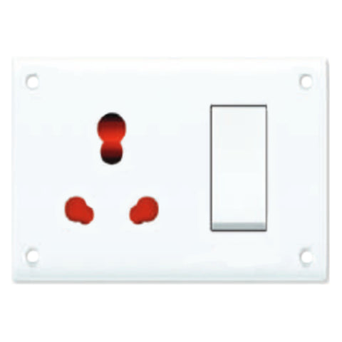 Fybros Zine 3 In 1 Universal Switch & Socket Combined With Safety Shutter 8056 
