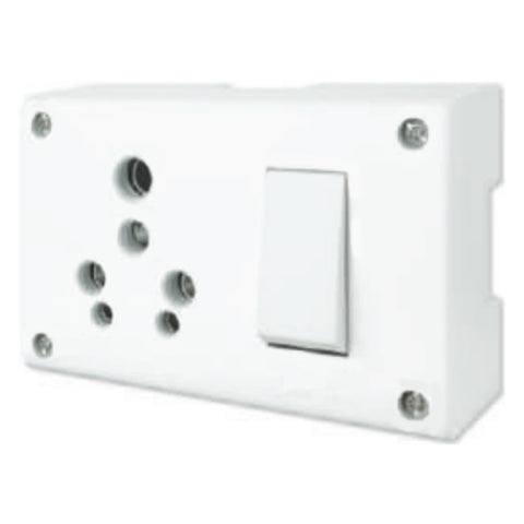 Fybros Zine 3 In 1 Universal Switch & Socket Combined Junction Box(Dolly) 8057A 