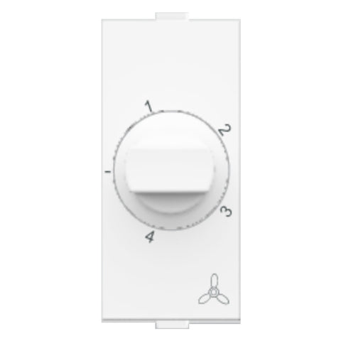 Fybros Wood-em Modular Crystal Fan Regulator Full Rotary 4 Step White W10056 