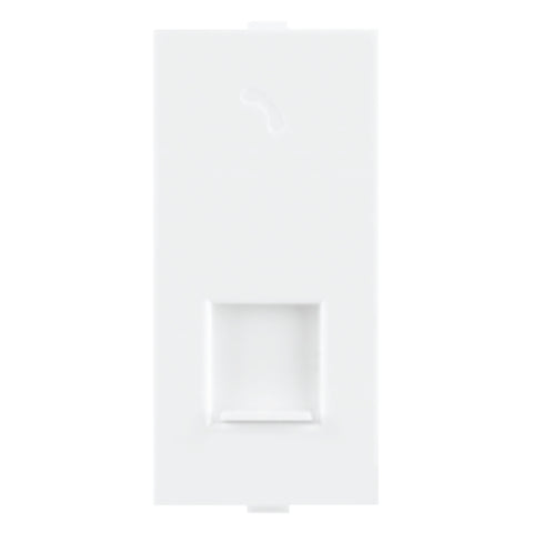 Fybros Wood-em Modular Single Telephone Jack With Shutter White W10033 