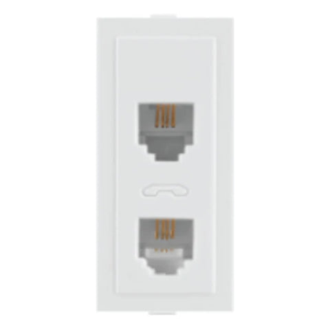 Fybros Wood-em Modular Double Telephone Jack Without Shutter White W10034 