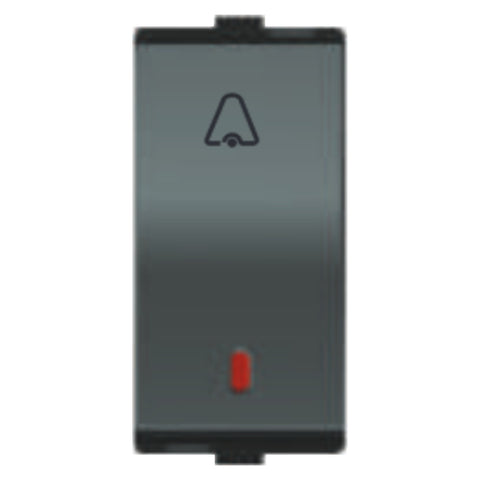 Fybros Favio X3 Bell Push Switch With LED Indicator One Module 10Amp Metallic F1305 