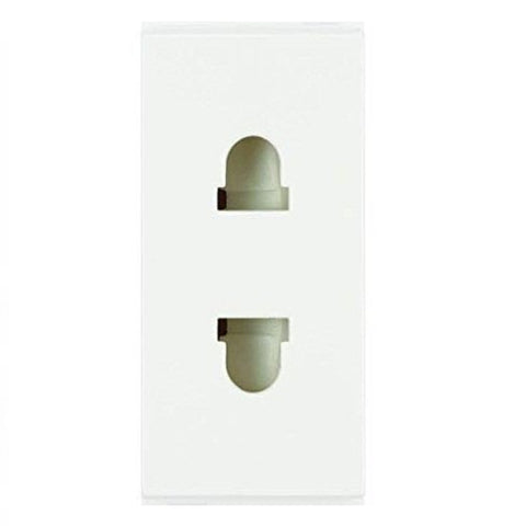Fybros Favio 2 Pin Socket With Safety Shutter 1 Module 6Amp White F1041 