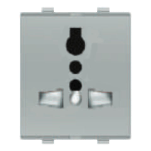 Fybros Favio International Socket With Safety Shutter 2 Module 13A Metallic F1043 