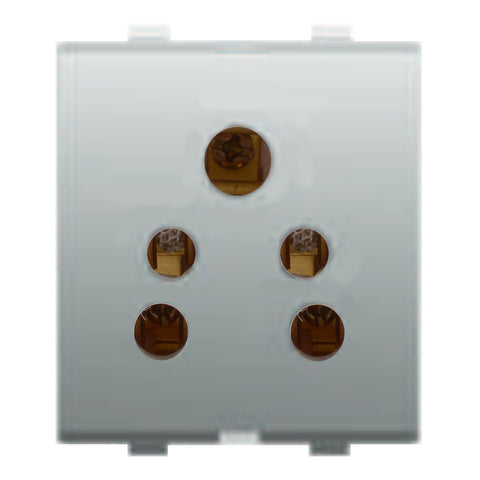 Fybros Favio 2x1 Pin Socket Without Safety Shutter 2 Module 6Amp Metallic F1047 