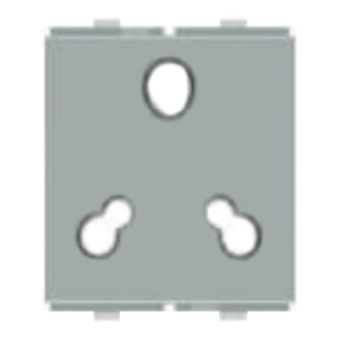 Fybros Favio Raised Socket With Safety Shutter 2 Module 6&16Apm Metallic F1131 