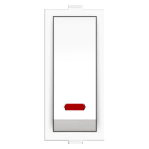 Fybros Wood-em Modular One Way Switch With Indicator One Module 10Amp White W10003 