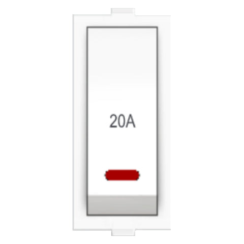 Fybros Wood-em Modular One Way Switch With Indicator One Module 20Amp White W10013 