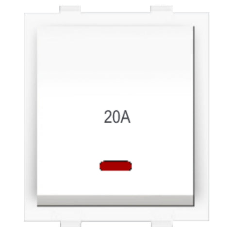 Fybros Wood-em Modular One Way Switch With Indicator Two Module 20Amp White W10016 