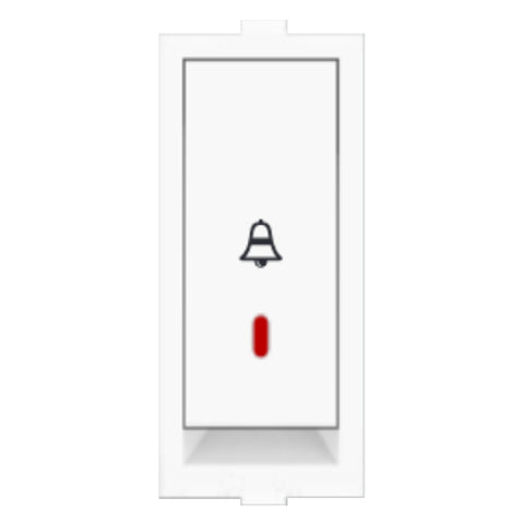Fybros Wood-em Modular Bell Push Switch With Indicator One Module 10Amp White W90005 