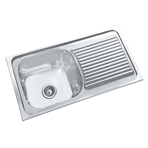 Parryware Coral Single Bowl With Drain Board Folded Edge Gloss Finish C852899 