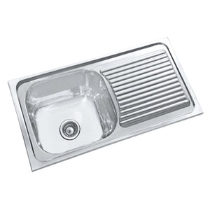 Parryware Coral Single Bowl With Drain Board Folded Edge Gloss Finish C852899 