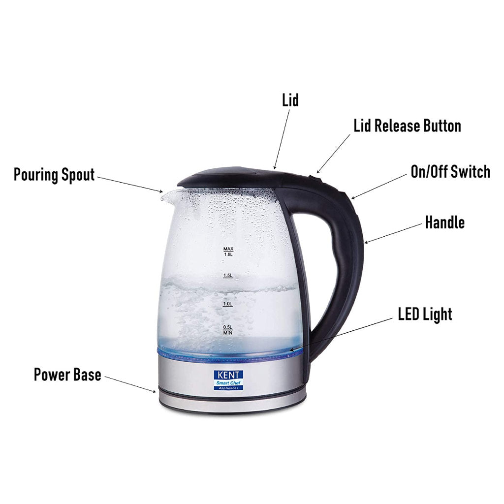 Kent Elegant Electric Glass Kettle 1.8Litre 16052