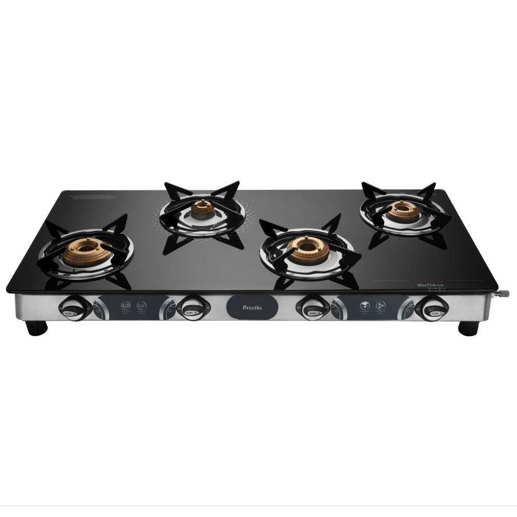 Buy Preethi BluFlame Jumbo Max Stainless Steel Glass Top Gas Stove With 4 Burner GTS 118 Online