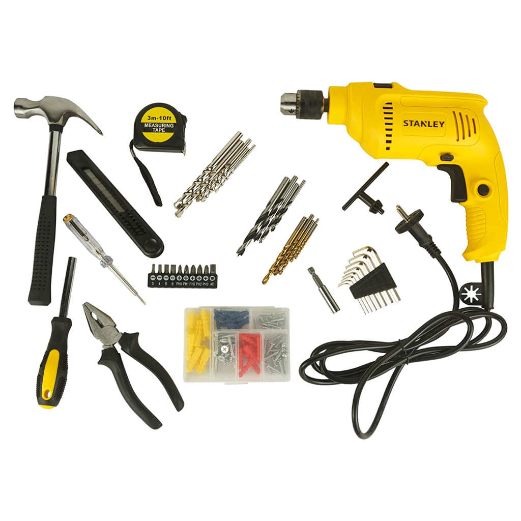 Stanley Hammer Drill Kit With 120 Pieces 10mm 550W SDH550KP
