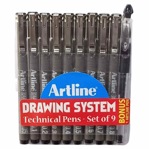 Artline Drawing Pen Set Of 9+1 Pen Free 