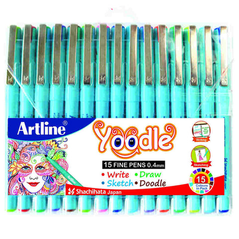 Artline Yoodle Fine Pen Assorted Blister Pack Of 15 