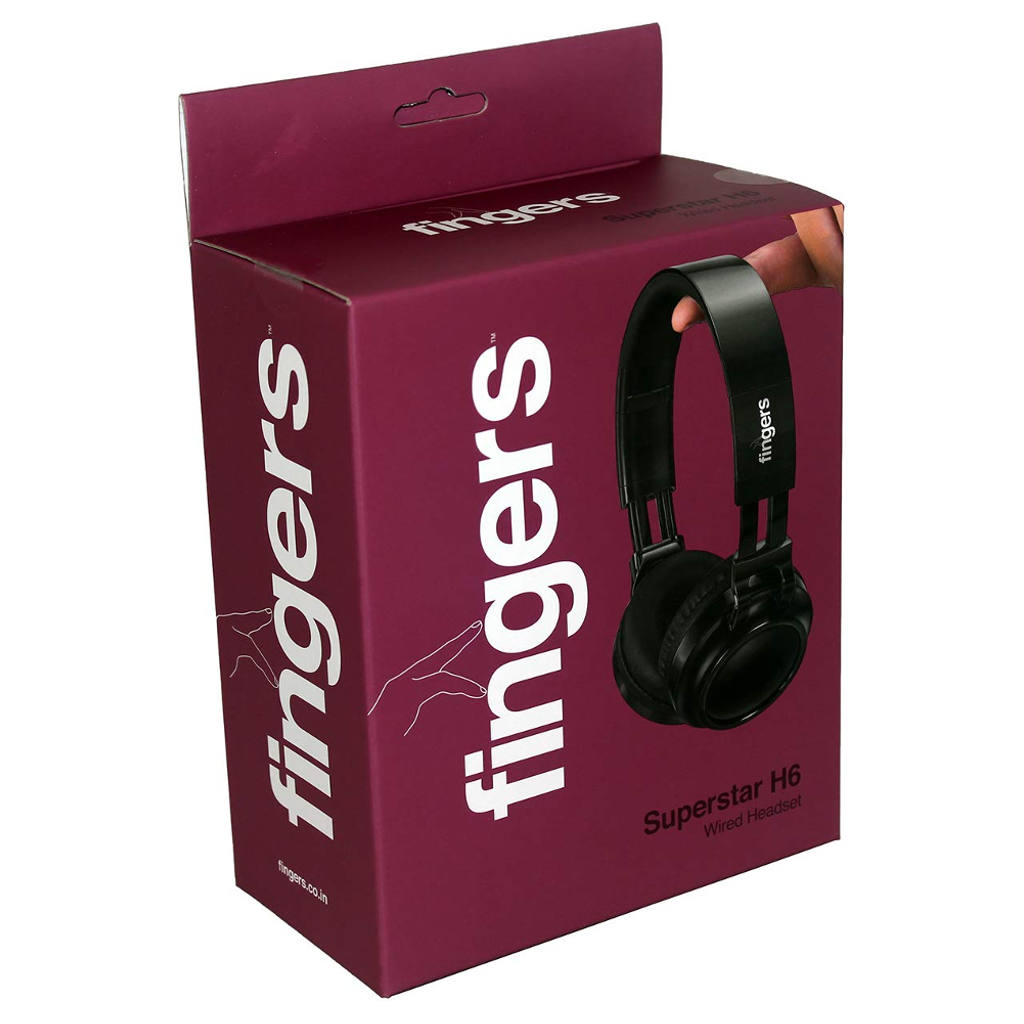 Fingers Superstar H6 Wired On Ear Headphone With Mic Black