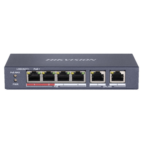Hikvision Port PoE Switch 2-RJ45 Uplink 10/100 Mbps DS-3E0106P-E/M