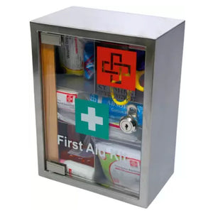 St.Johns Industrial First Aid Kit Large Stainless Steel Cabinet Wall Mounted SJF S1 