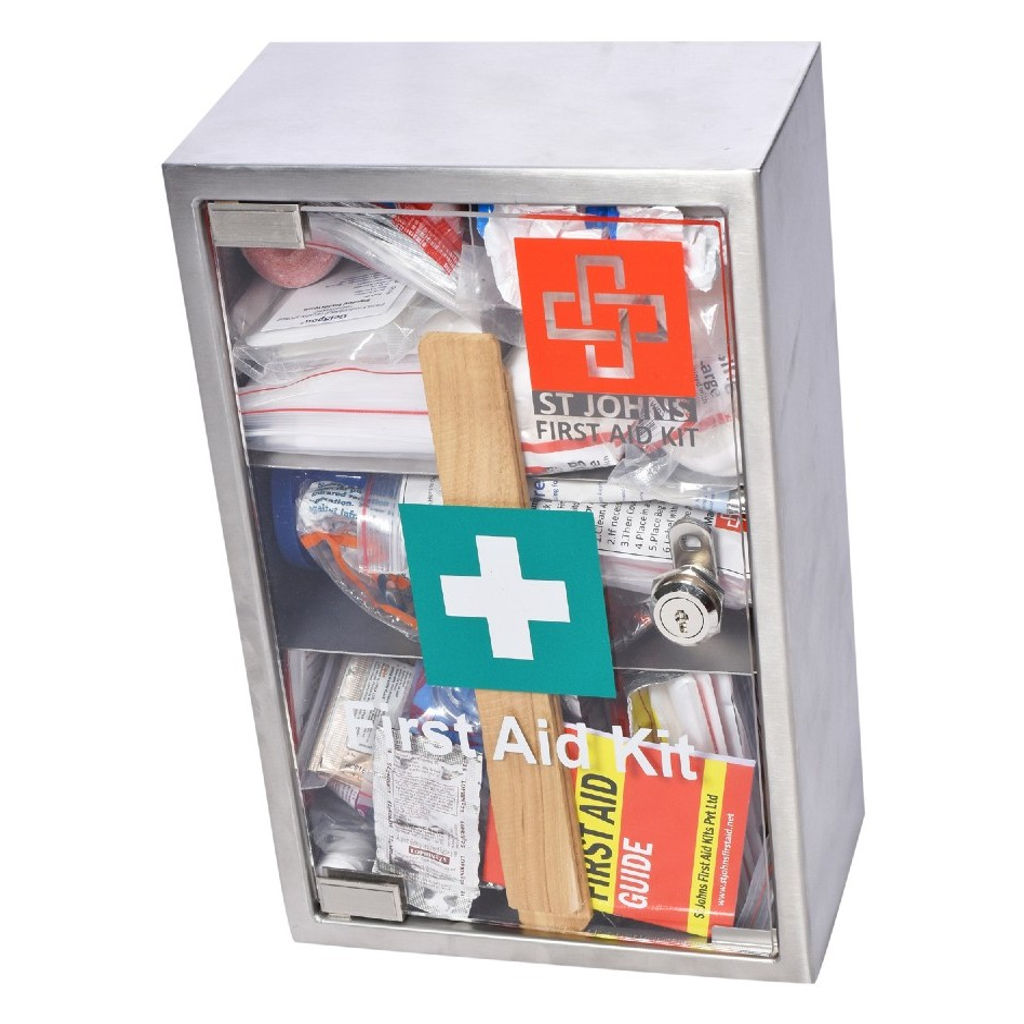 St.John's Industrial First Aid Kit Small Metal Cabinet Wall Mounted SJF S2