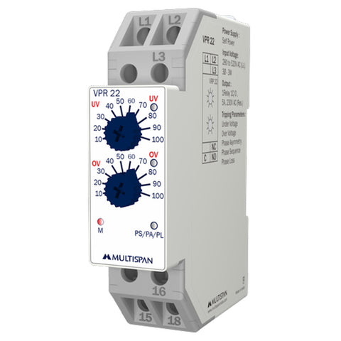 Multispan Volt Protection Relay Din Type Single Phase VPR-22 