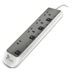 Syska 3 Way Power Strip Extension Cords White and Grey SSK-EBU-0302 
