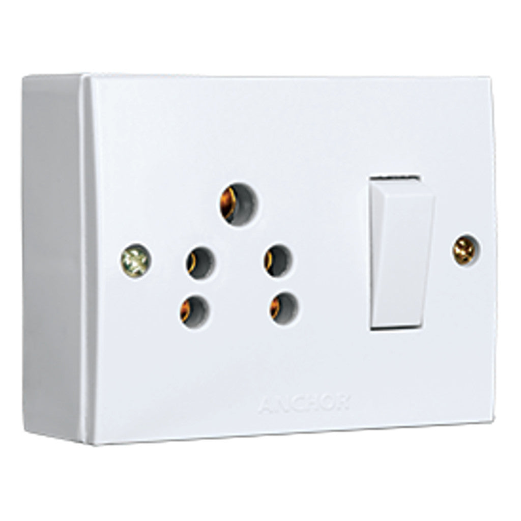 Anchor Penta Urea 6A Combinational Deluxe Switch Socket With Box White 