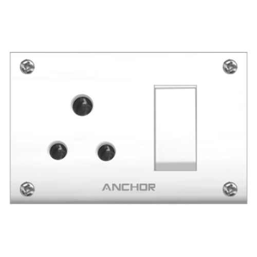 Anchor Penta Urea Capton Series 16A 3 Pin Switch Socket Combined With Shutter White 4216 
