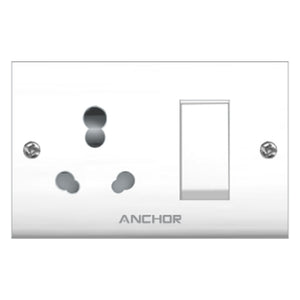 Anchor Penta Urea Capton Series 6A/16A Switch Socket Combined With Fixing Holes White 