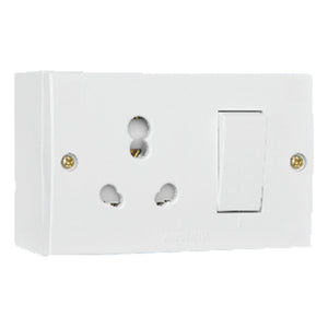 Anchor Penta Urea Capton Series 6A/16A Switch Socket Combined With Box With Fixing
Holes White 