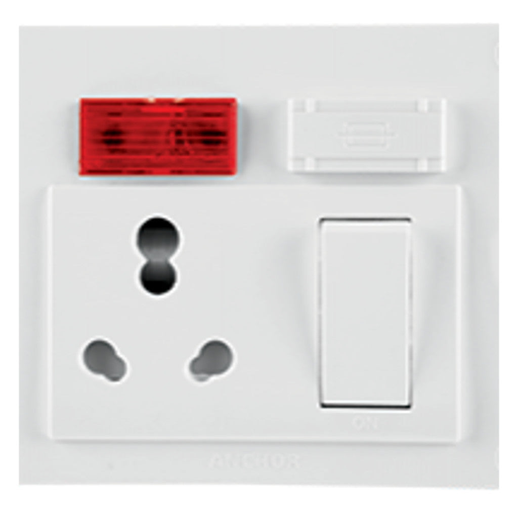 Anchor Penta Urea 6A/16A Euro Capton 5-In-1 With Fixing Holes White 