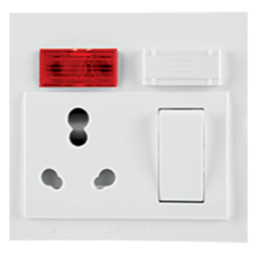 Anchor Penta Urea 6A/16A Euro Capton 5-In-1 With Fixing Holes White 