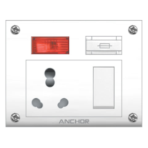 Anchor Penta Urea 6A/16A Euro Capton 5-In-1 With Fixing Holes White