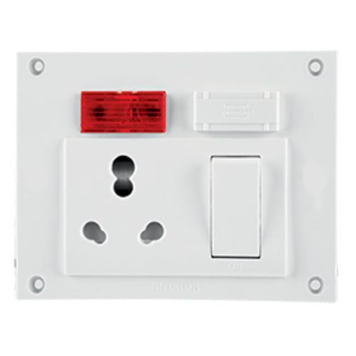 Anchor Penta Urea 6A/16A Euro Capton 5-In-1 With Fixing Holes 