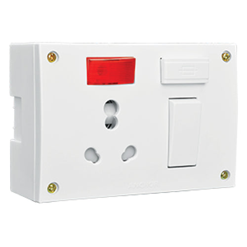 Anchor Penta Urea 6A/16A Capton 5-In-1 With Box And  With 4 Fixing Holes White 39984 