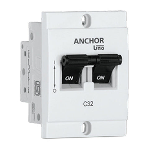 Anchor UNO Double Pole C Mini MCB White 
