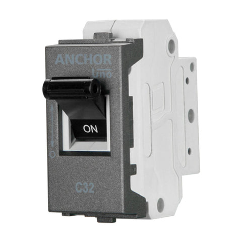 Anchor Roma Mini Modular SP MCB C Type Graphite Black 