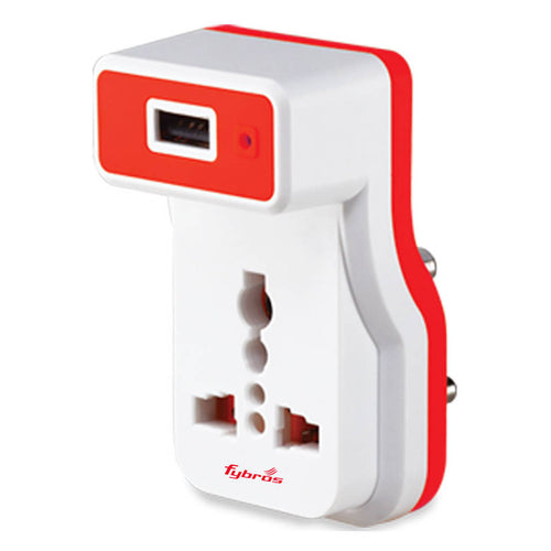 Fybros Zine Atlus 3 Pin Universal Travel Adaptor With USB 8098 